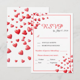 Mjuk Rosa Hjärtan Bröllops RSVP-kort OSA Kort