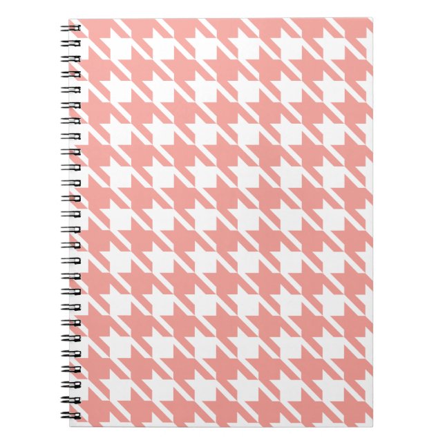 Mjuk Rosa Houndstooth Anteckningsbok (Framsidan)