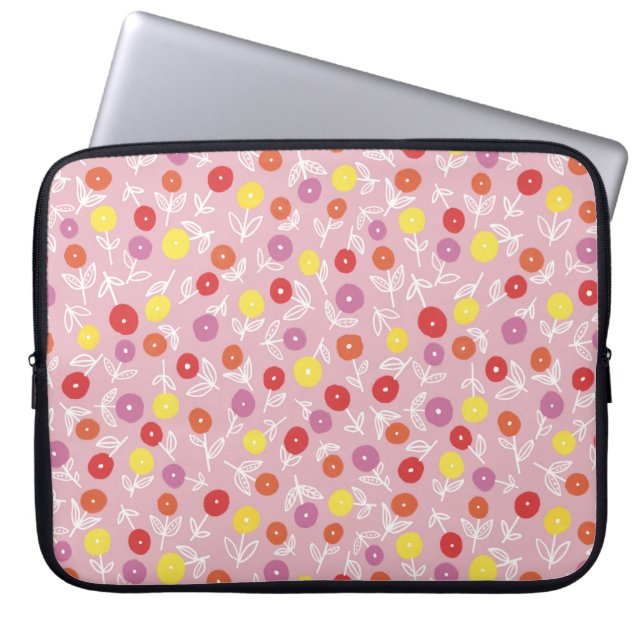 Mjuk Rosa Kids Blommigt Ditsy Laptop sleeve (Framsidan)