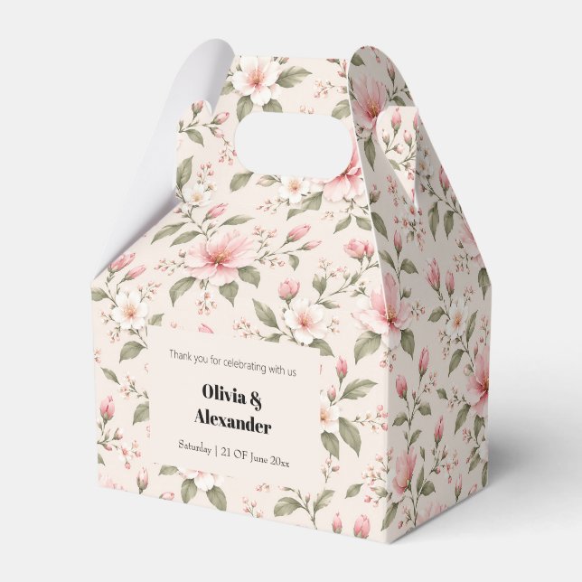 Mjuk Rosa Körsbärsblom Floral Sömlös Mönster Presentaskar (Framsidan Sidan)