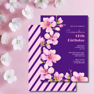 Mjuk Rosa Körsbärsblom Sakura Lila Födelsedag Inbjudningar