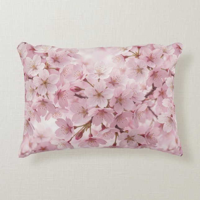 🌸 Mjuk Rosa Körsbärsblomning Vår Elegans 🌸 Prydnadskudde (Framsidan)
