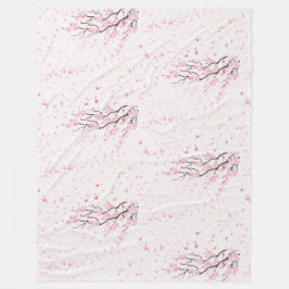 Mjuk Rosa Körsbärsblomster Floral Mönster Fleece