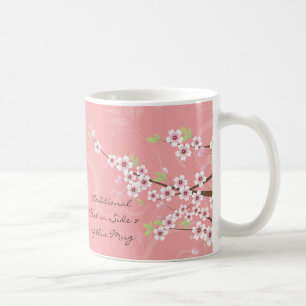 Mjuk rosa körsbärsröd blommar kaffemugg