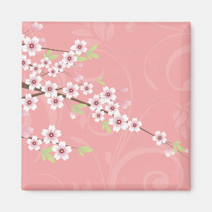 Mjuk rosa körsbärsröd blommar magnet