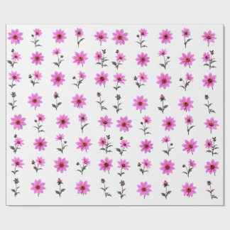 Mjuk Rosa Kosmosblomma Botaniskt Set Mjukt Blommot Presentpapper