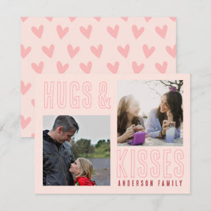 Mjuk Rosa Kramar & Pussar 2 Familjefoto Valentine Julkort