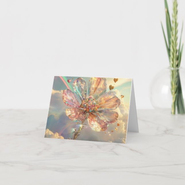 Mjuk Rosa Kristallblomma Helgkort (Framsida)