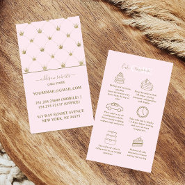 Mjuk Rosa Kron Elegant Tårta Omsorg Visitkort