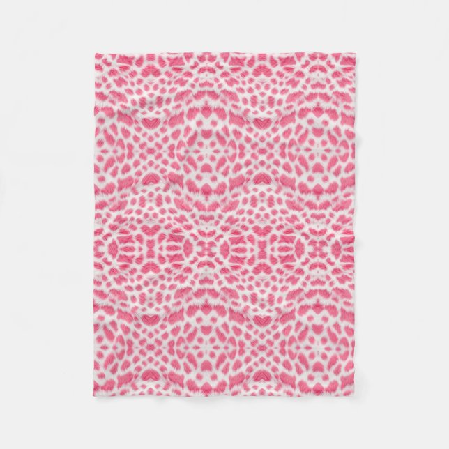 Mjuk rosa leoparddjurtryck fleecefilt (Framsidan)