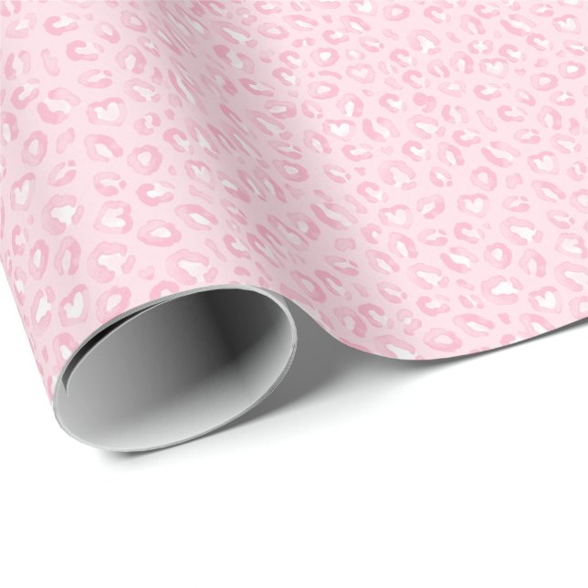 Mjuk Rosa Leopardtryck Presentpapper (Rullad Hörn)