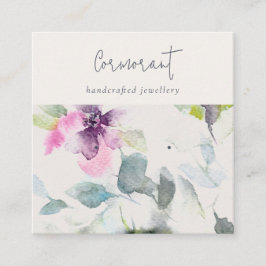 Mjuk Rosa Lila Blommigt Script Earring Stud Holder Fyrkantigt Visitkort