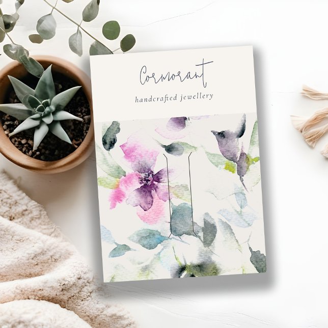 Mjuk Rosa Lila Blommigt-skripthairclip Pin Holder Visitkort (Skapare uppladdad)