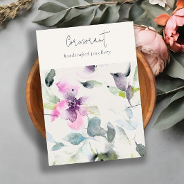 Mjuk Rosa Lila Blommigt   Skriptuppläsning av hals Visitkort