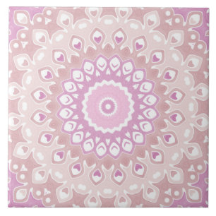 Mjuk Rosa Mandala med Hjärt- och Kronblads motiv Kakelplatta