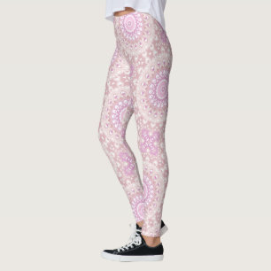 Mjuk Rosa Mandala med Hjärt- och Kronblads motiv Leggings