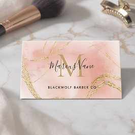 Mjuk Rosa Marble Anpassningsbar Makeup-artistkort Visitkort