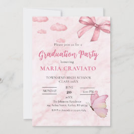 Mjuk rosa marmorerad examensfestinbjudan inbjudningar