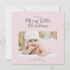 Mjuk Rosa Merry Little jul Square Photo Card Julkort