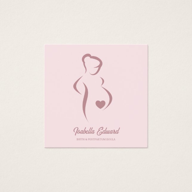 Mjuk rosa mödravårds doula identitetsillustration fyrkantigt visitkort (Framsida)