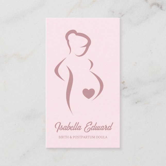 Mjuk rosa mödravårds doula identitetsillustration visitkort (Framsida)