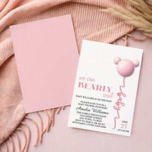 Mjuk Rosa Nästan Ej Kan Vänta Teddy Ballong Flicka Inbjudningar