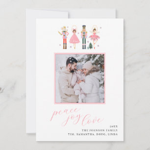 Mjuk Rosa Nutcracker-Helgdag för julfoto Kort