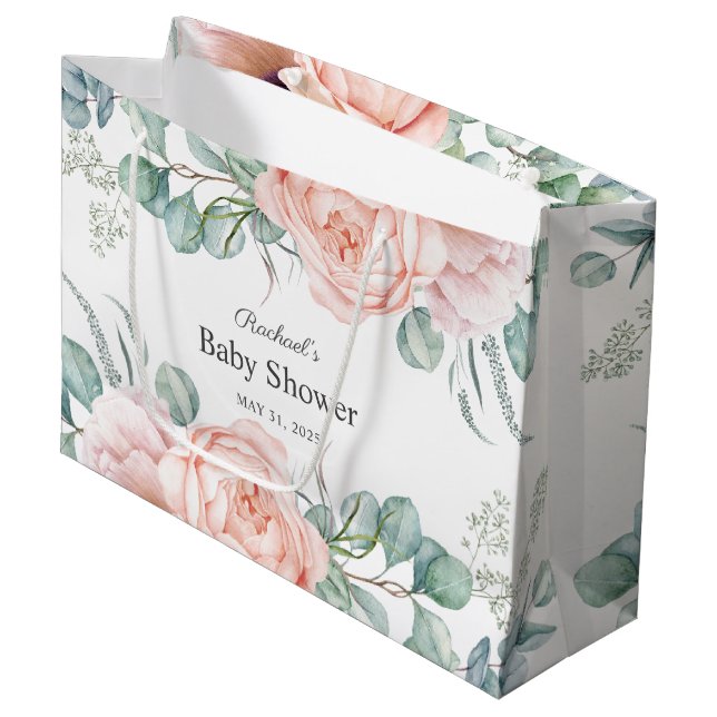 Mjuk Rosa och Beige Watercolor Blommigt Baby Showe (Framsidan Vinklad)