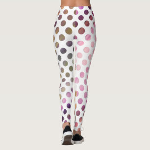 Mjuk Rosa och Grönt Vattenfärgade målade punkter v Leggings