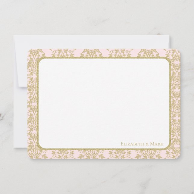 Mjuk Rosa och Guld Damask Flat Tack (Framsida)