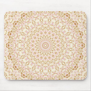 Mjuk Rosa och Guld Geometrisk Design Musmatta