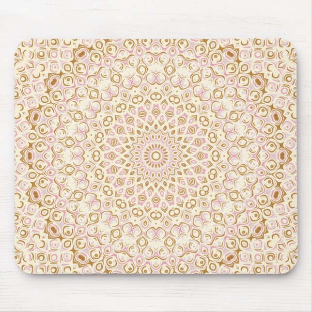 Mjuk Rosa och Guld Geometrisk Design Musmatta (Framsidan)