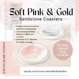Mjuk Rosa och Guld Rund Sandstensundersats Underlägg