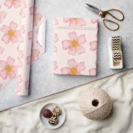 Mjuk rosa och persikofärgad akvarellblomma presentpapper