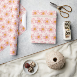 Mjuk rosa och persikofärgad akvarellblomma presentpapper