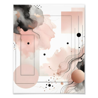 Mjuk rosa och svart geometrisk poster