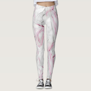 Mjuk rosa och vit marmor leggings
