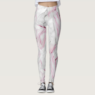 Mjuk rosa och vit marmor leggings