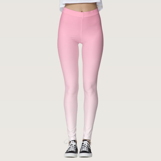 Mjuk Rosa och vit övertoning Leggings (Framsida)