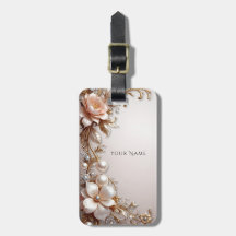 Mjuk rosa och vita blommor bagagetikett