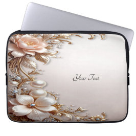 Mjuk rosa och vita blommor Laptop-sleeve Laptop Fodral