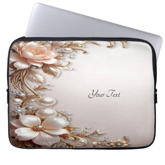 Mjuk rosa och vita blommor Laptop-sleeve Laptop Fodral