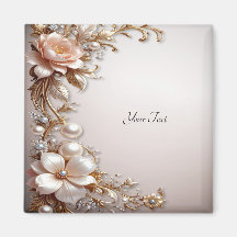 Mjuk rosa och vita blommor Magnet