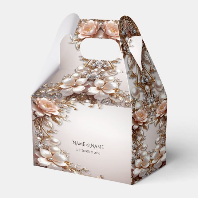 Mjuk rosa och vita blommor presentförpackning presentaskar (Framsidan Sidan)