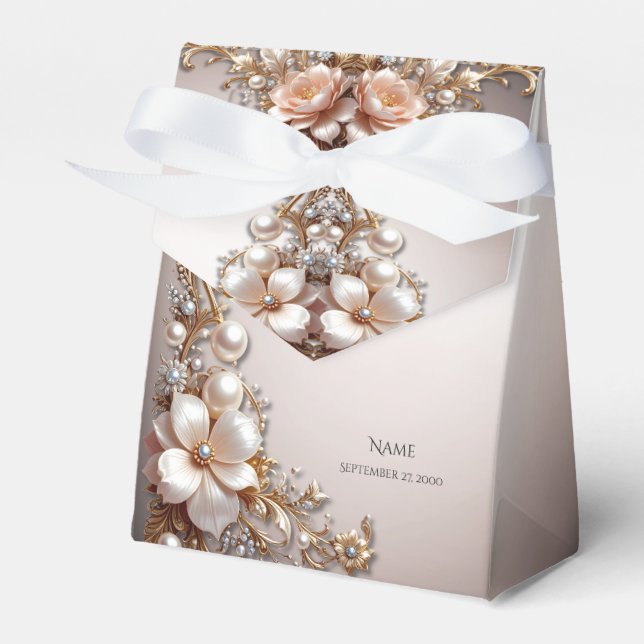 Mjuk rosa och vita blommor presentlåda (Framsidan Sidan)