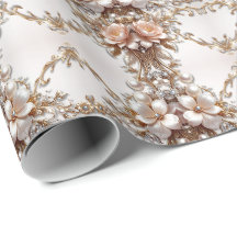 Mjuk rosa och vita blommor presentpapper