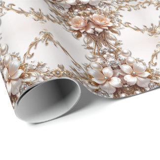 Mjuk rosa och vita blommor presentpapper
