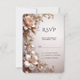 Mjuk Rosa och Vita Blommor RSVP-kort OSA Kort