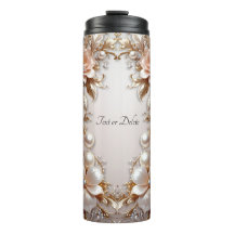 Mjuk Rosa och Vita Blommor Termisk Tumbler