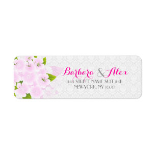 Mjuk Rosa och vitblommor Bröllop design Returadress Etikett